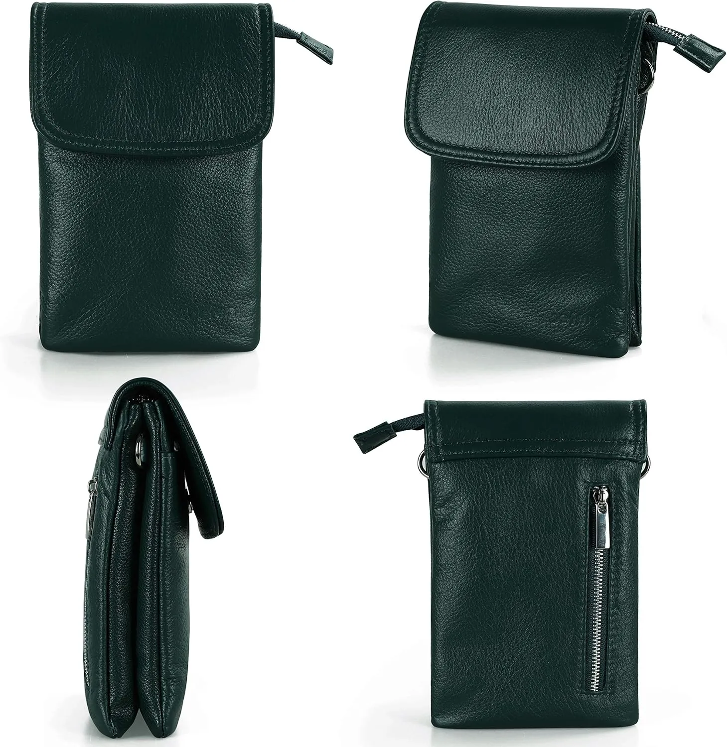 befen Genuine Leather Small Crossbody Bags for Women Cell Phone Bag Cross Body Purses,Silver Zipper