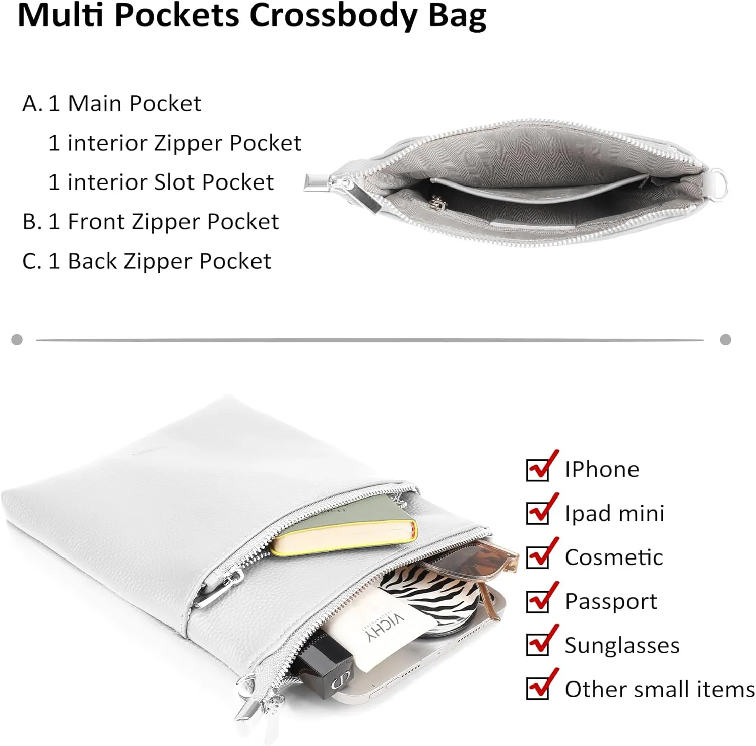befen Genuine Leather Small Crossbody Purses for Women Travel Cross Body Bags Lightweight with Adjustable Shoulder Strap