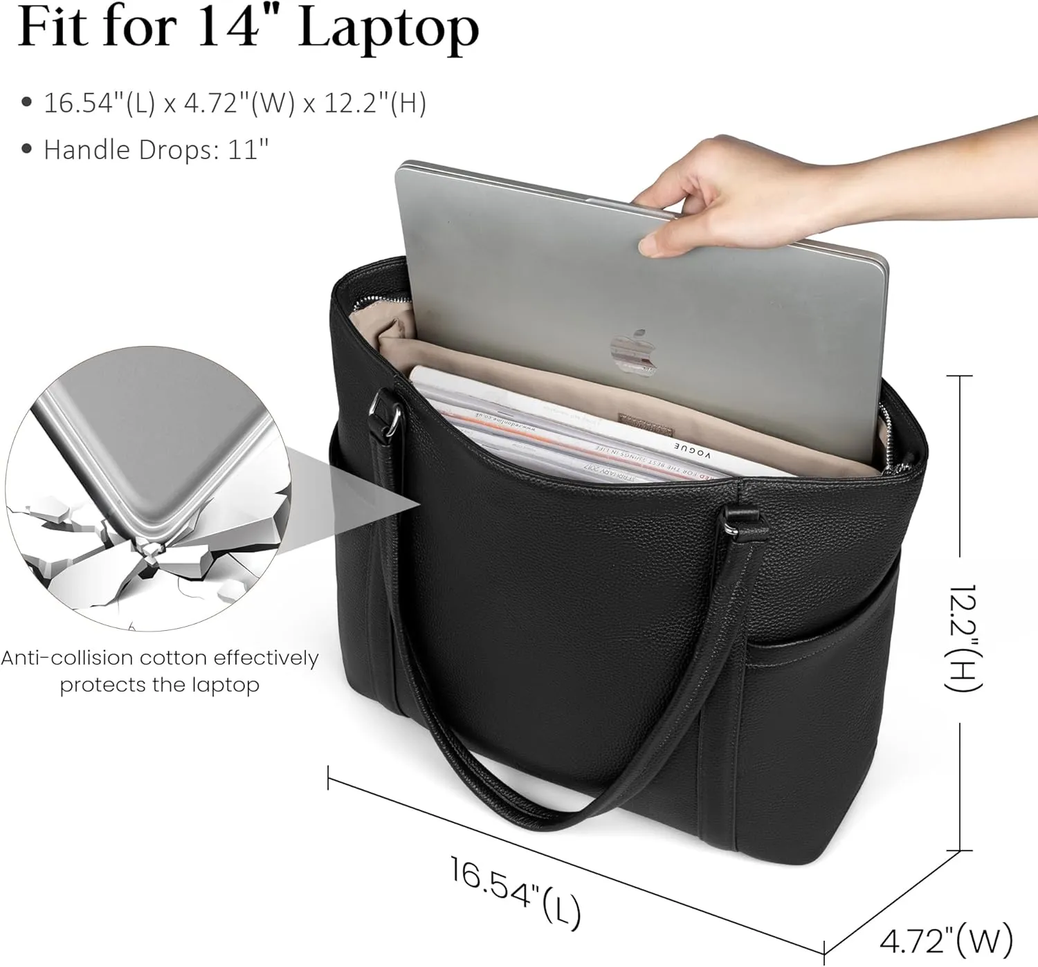 befen Genuine Leather Work Tote Bag for Women Laptop Shoulder Bags Womens Travel Purses Satchel Handbags with Compartments
