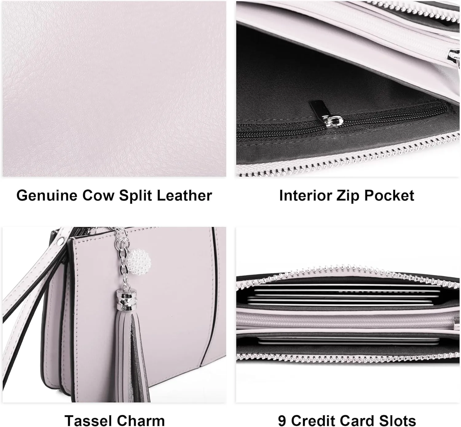 befen Genuine Leather Wristlet Clutch for Women Ultra-Slim Ladies Credit Card Holder Wallet Purses with RFID Protection