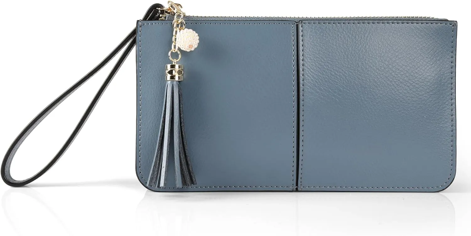 befen Genuine Leather Wristlet Clutch for Women Ultra-Slim Ladies Credit Card Holder Wallet Purses with RFID Protection