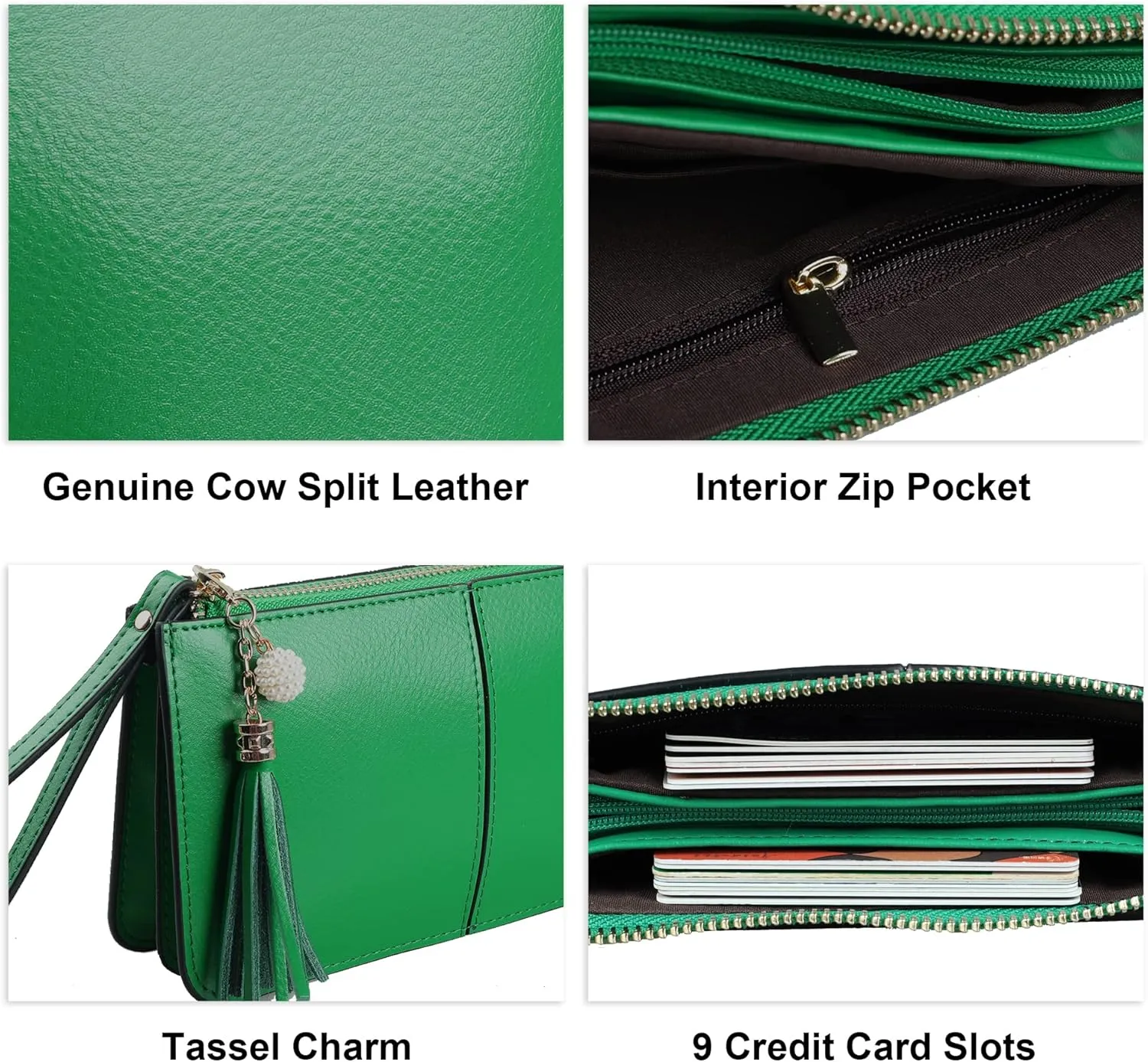 befen Genuine Leather Wristlet Clutch for Women Ultra-Slim Ladies Credit Card Holder Wallet Purses with RFID Protection