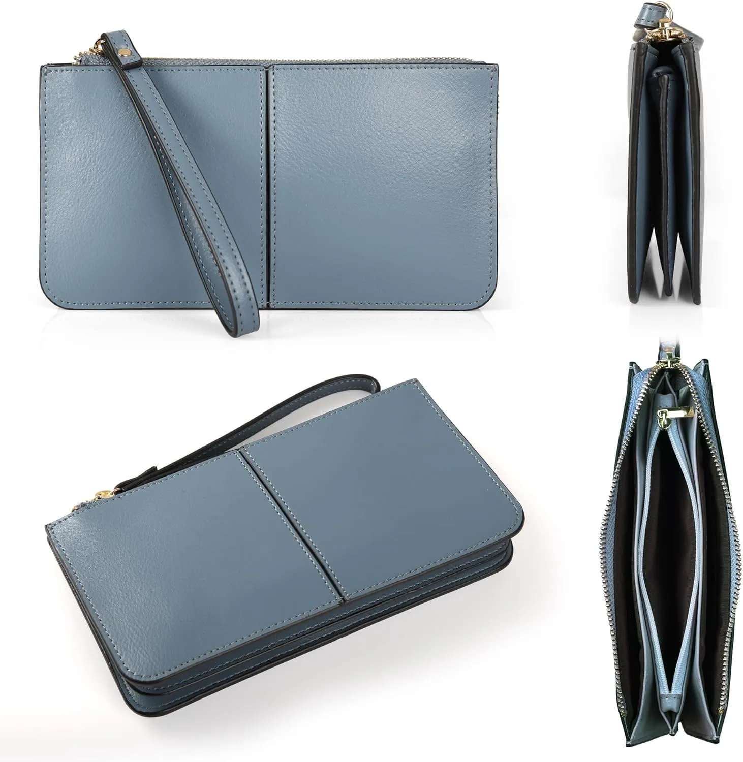 befen Genuine Leather Wristlet Clutch for Women Ultra-Slim Ladies Credit Card Holder Wallet Purses with RFID Protection