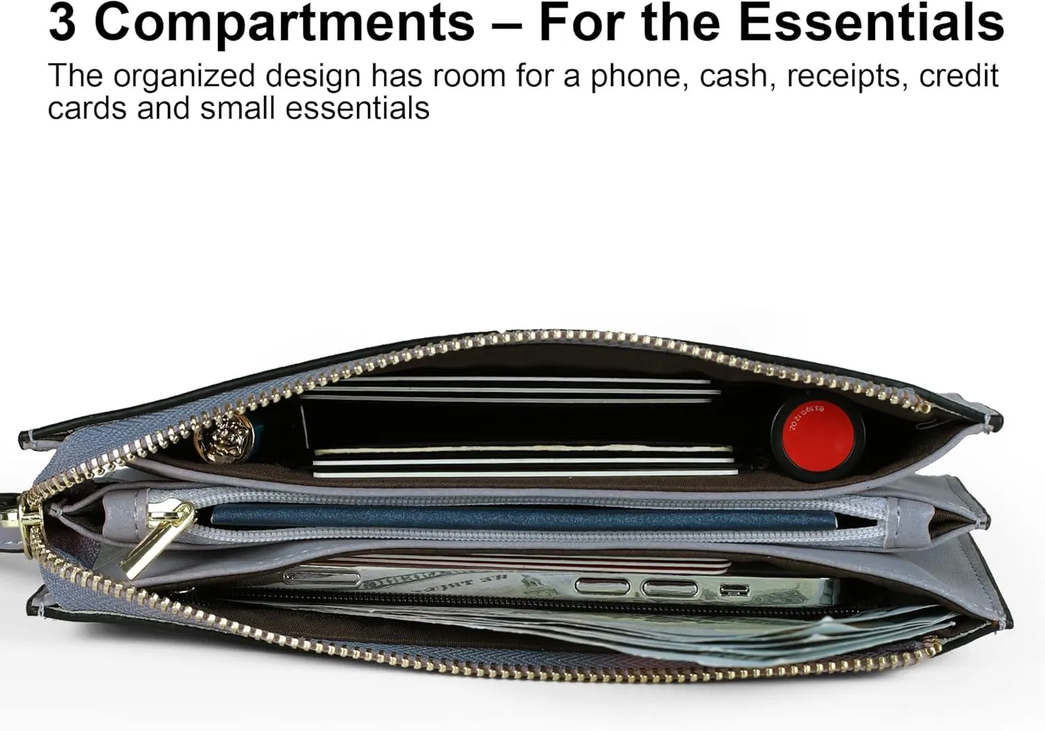 befen Genuine Leather Wristlet Clutch for Women Ultra-Slim Ladies Credit Card Holder Wallet Purses with RFID Protection