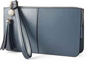 befen Genuine Leather Wristlet Clutch for Women Ultra-Slim Ladies Credit Card Holder Wallet Purses with RFID Protection