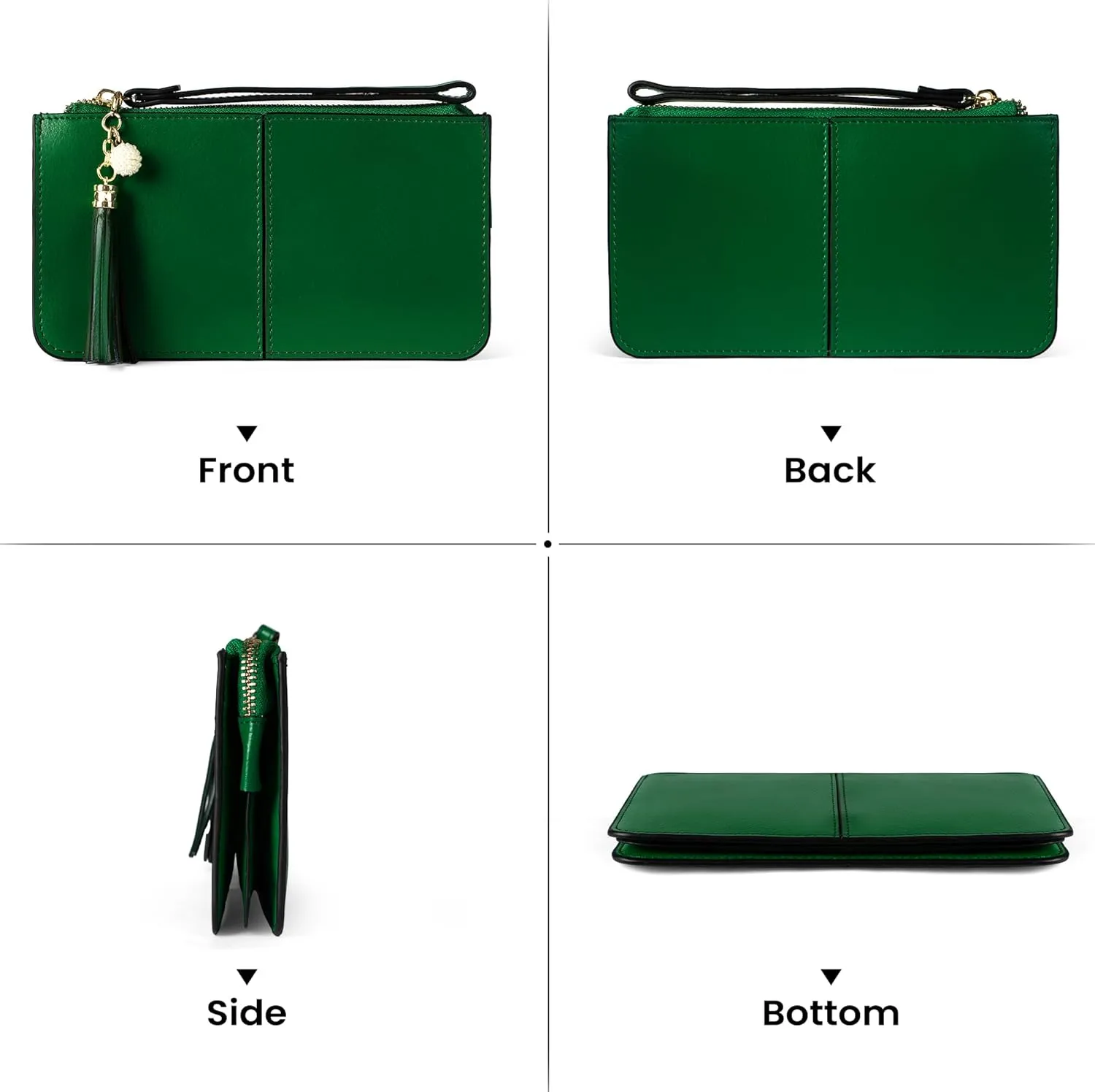 befen Genuine Leather Wristlet Clutch for Women Ultra-Slim Ladies Credit Card Holder Wallet Purses with RFID Protection