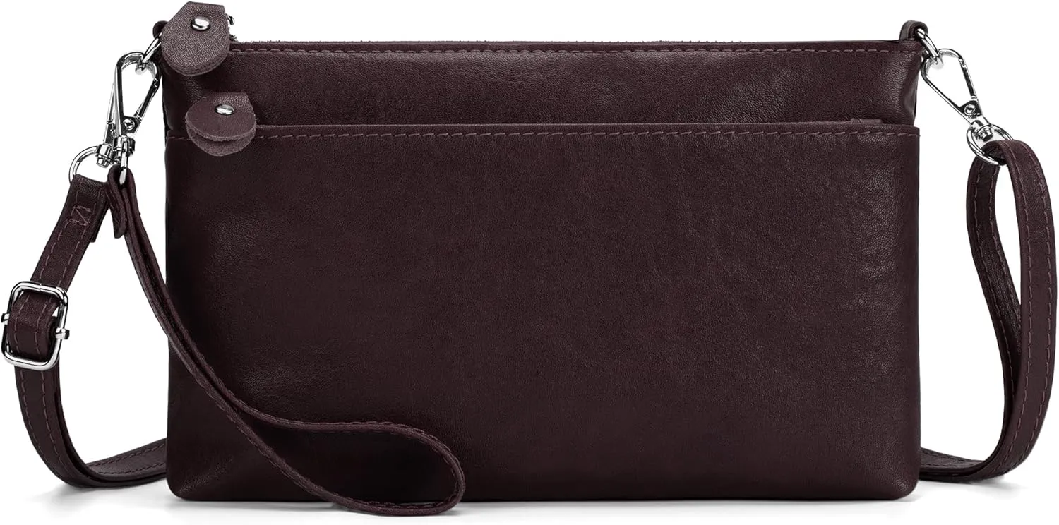 befen Genuine Leather Wristlet Clutch Wallet Purses with RFID Blocking, Small Crossbody Bags Shoulder Handbag for Women