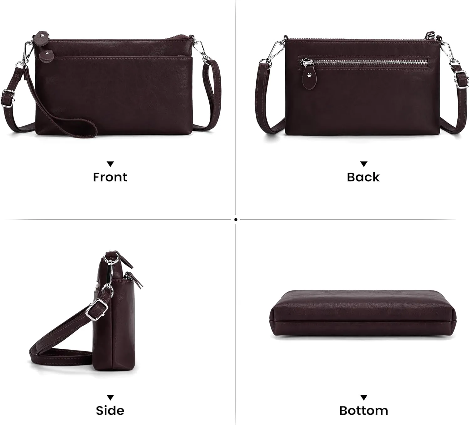 befen Genuine Leather Wristlet Clutch Wallet Purses with RFID Blocking, Small Crossbody Bags Shoulder Handbag for Women