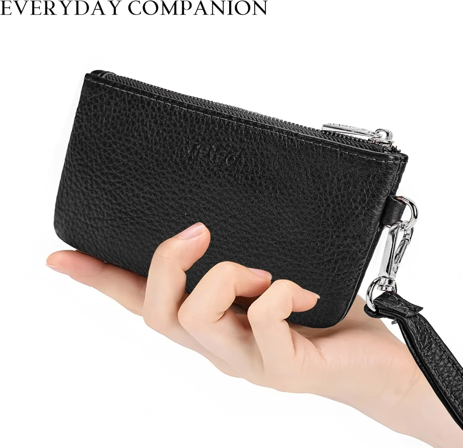befen Genuine Leather Wristlet Coin Purse, Small Italian Leather Zipper Wallet Pouch for Women 6.75 x 3.75