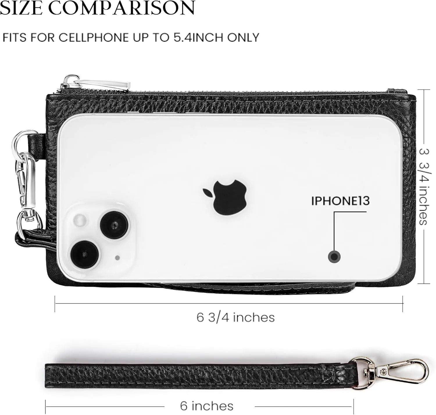 befen Genuine Leather Wristlet Coin Purse, Small Italian Leather Zipper Wallet Pouch for Women 6.75 x 3.75