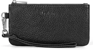 befen Genuine Leather Wristlet Coin Purse, Small Italian Leather Zipper Wallet Pouch for Women 6.75 x 3.75