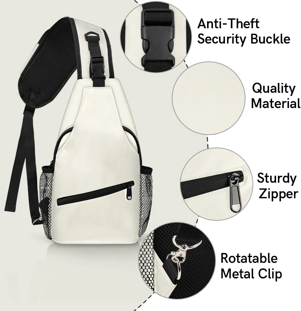 Beige Crossbody Shoulder Bag Sling Backpack Lightweight Crossbody Bag Motorcycle Chest Bag for Women Men