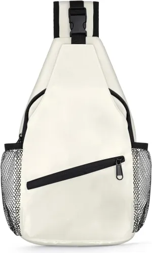 Beige Crossbody Shoulder Bag Sling Backpack Lightweight Crossbody Bag Motorcycle Chest Bag for Women Men