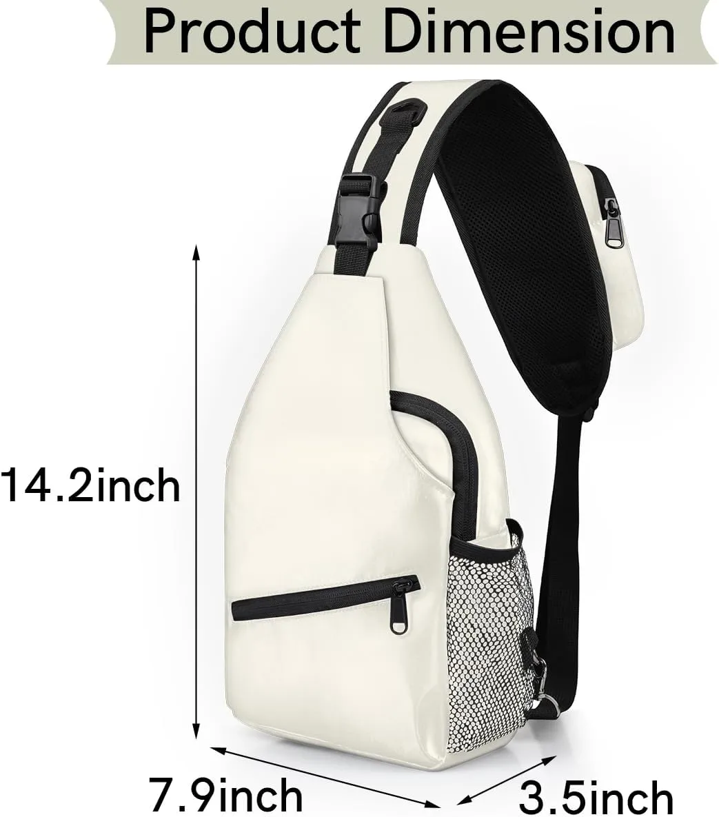 Beige Crossbody Shoulder Bag Sling Backpack Lightweight Crossbody Bag Motorcycle Chest Bag for Women Men