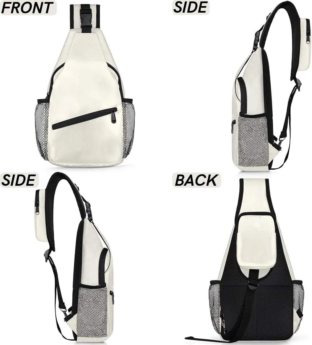 Beige Crossbody Shoulder Bag Sling Backpack Lightweight Crossbody Bag Motorcycle Chest Bag for Women Men
