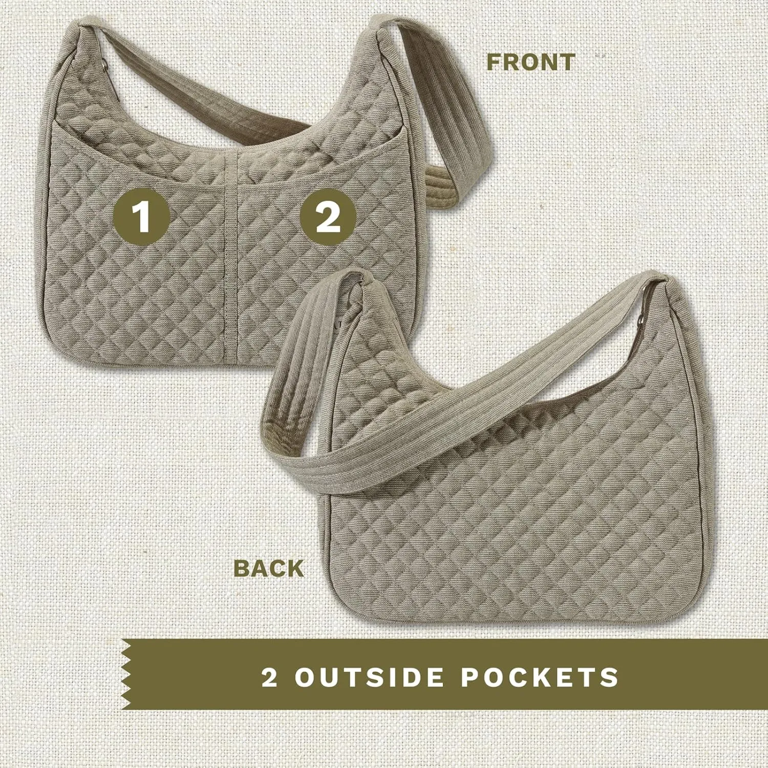 Bella Taylor Blakely - Hobo Shoulder Bag for Women - Lightweight Quilted Fabric Purse with Pockets
