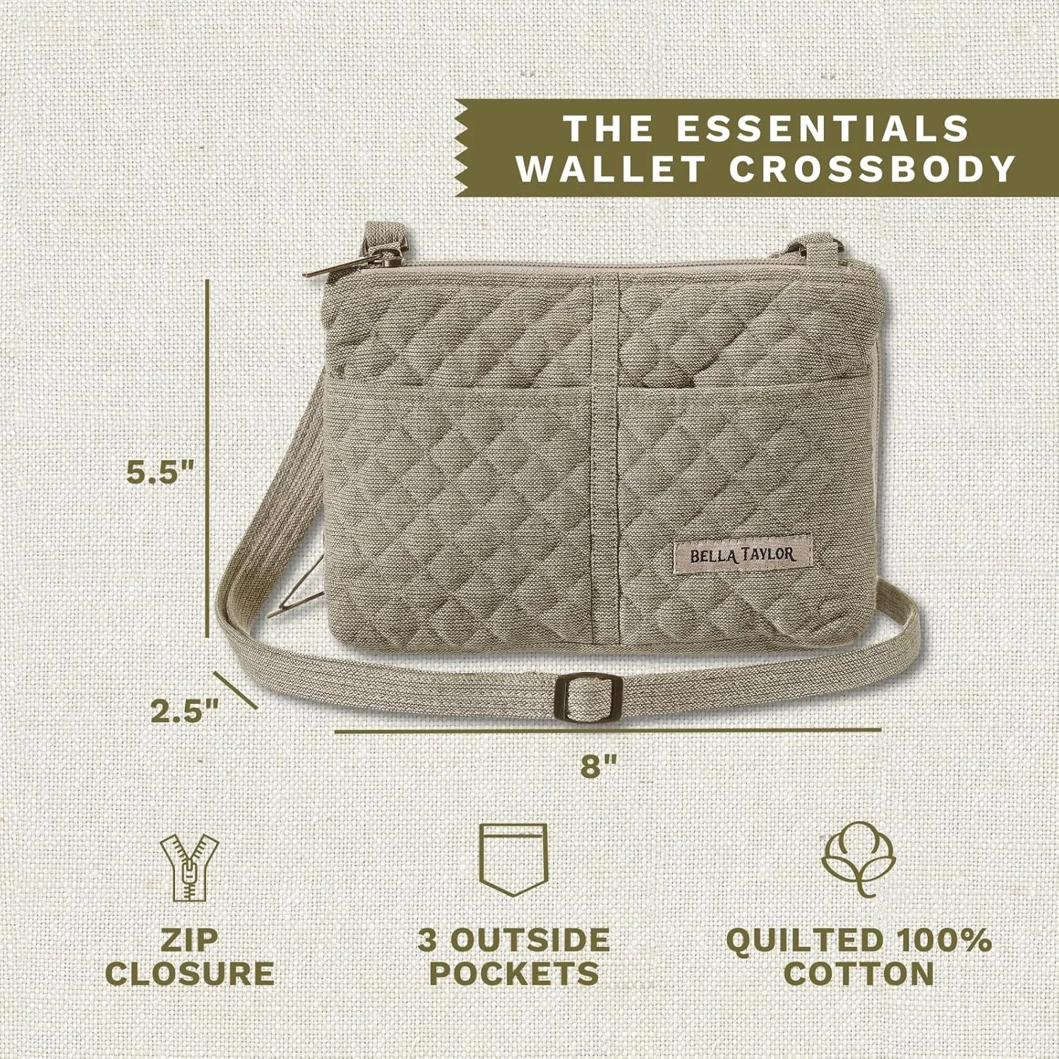 Bella Taylor Essentials Crossbody Purse with Built In Wallet