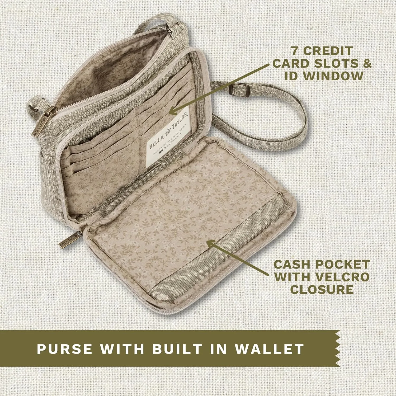 Bella Taylor Essentials Crossbody Purse with Built In Wallet