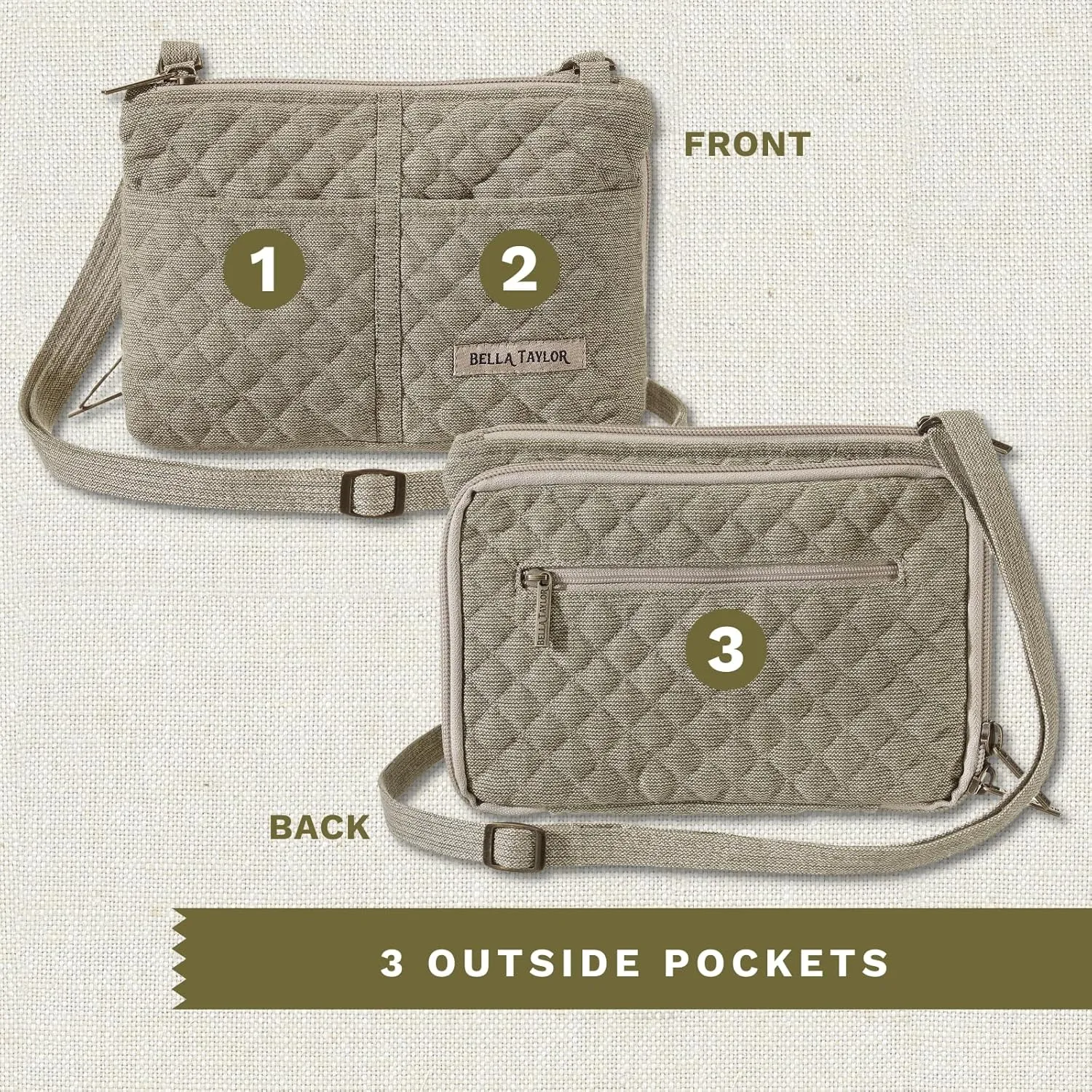 Bella Taylor Essentials Crossbody Purse with Built In Wallet