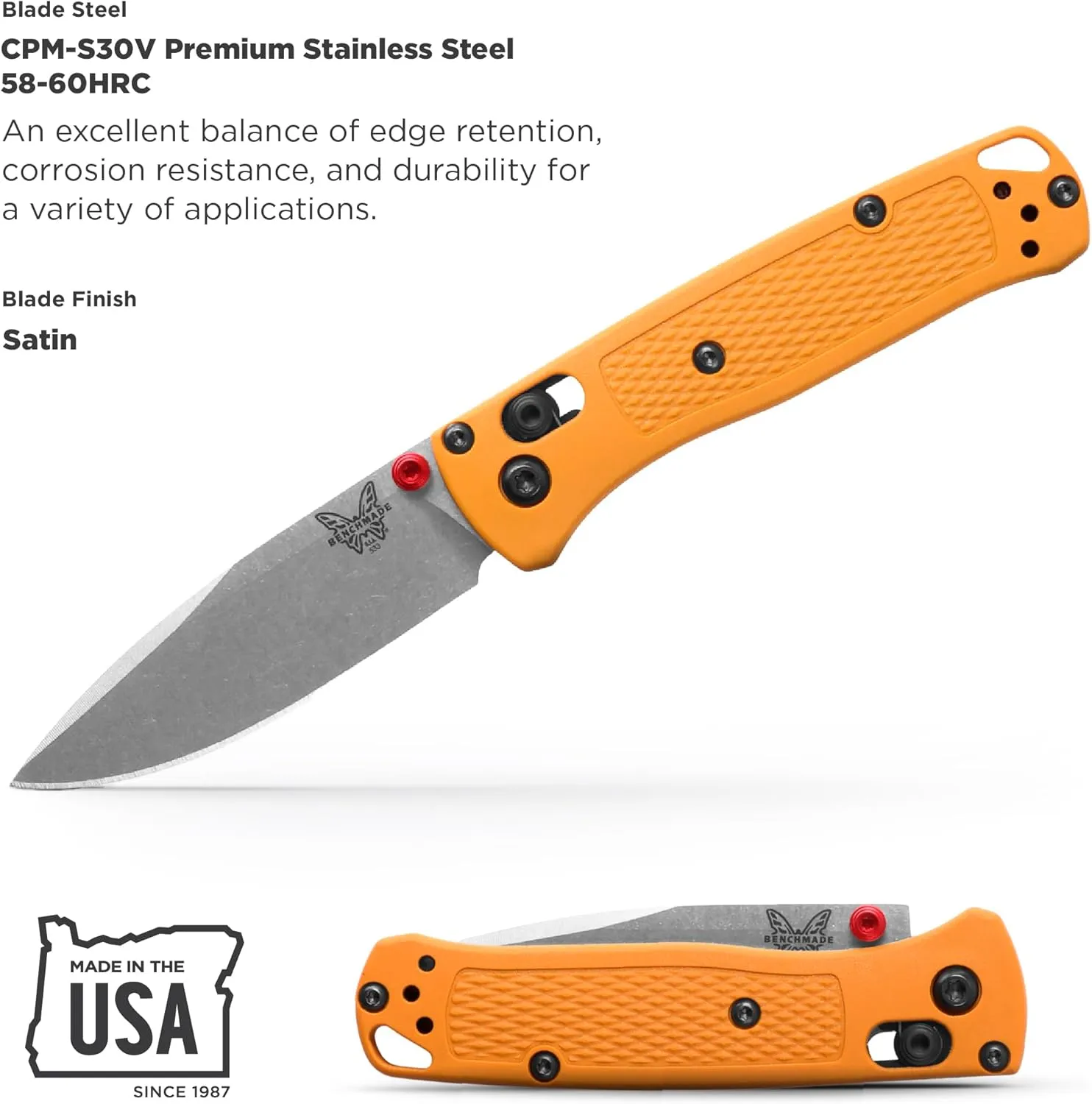 Benchmade - Mini Bugout Folding Knife with Daybreak Grivory Handle (533-08)