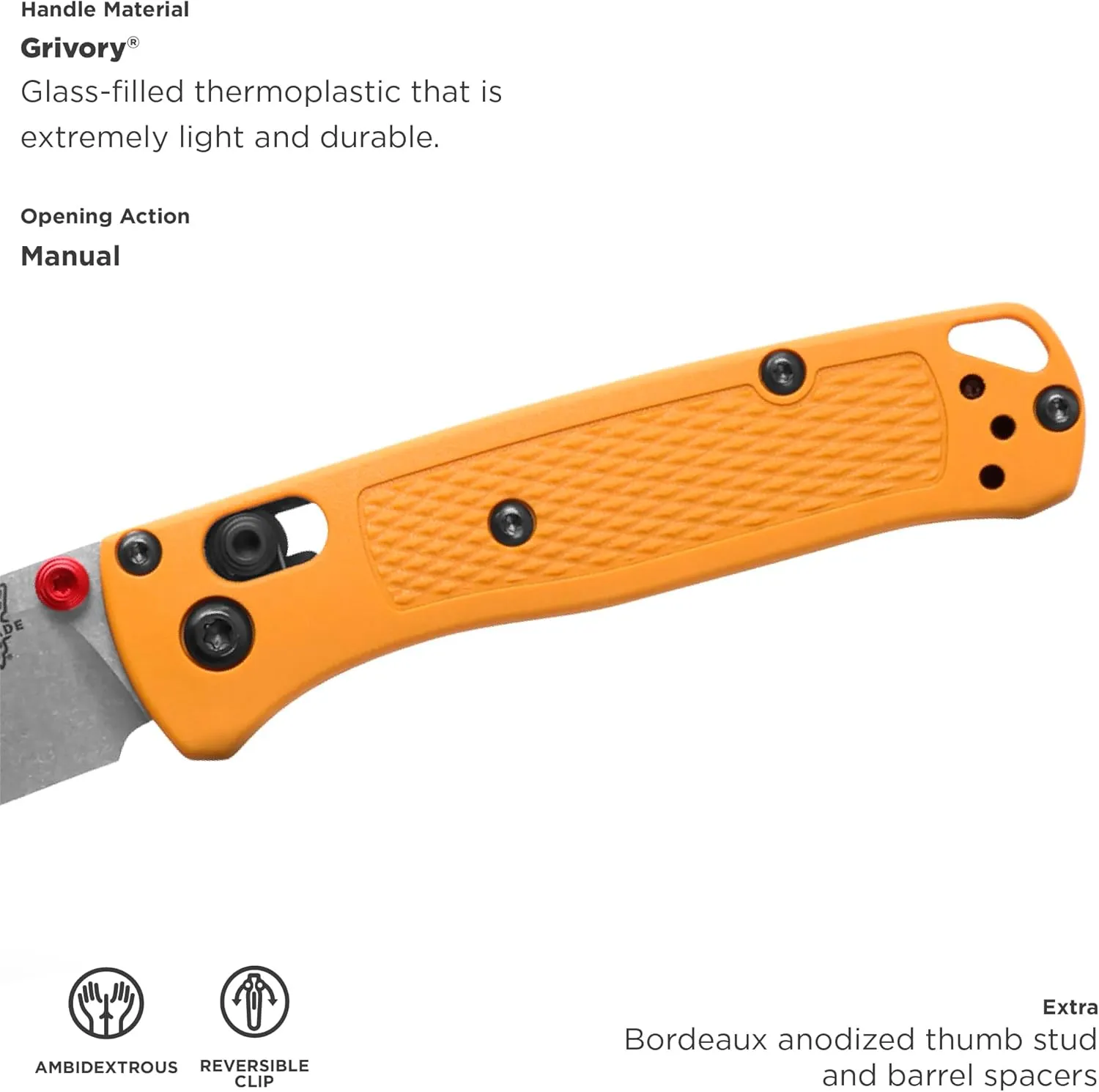 Benchmade - Mini Bugout Folding Knife with Daybreak Grivory Handle (533-08)