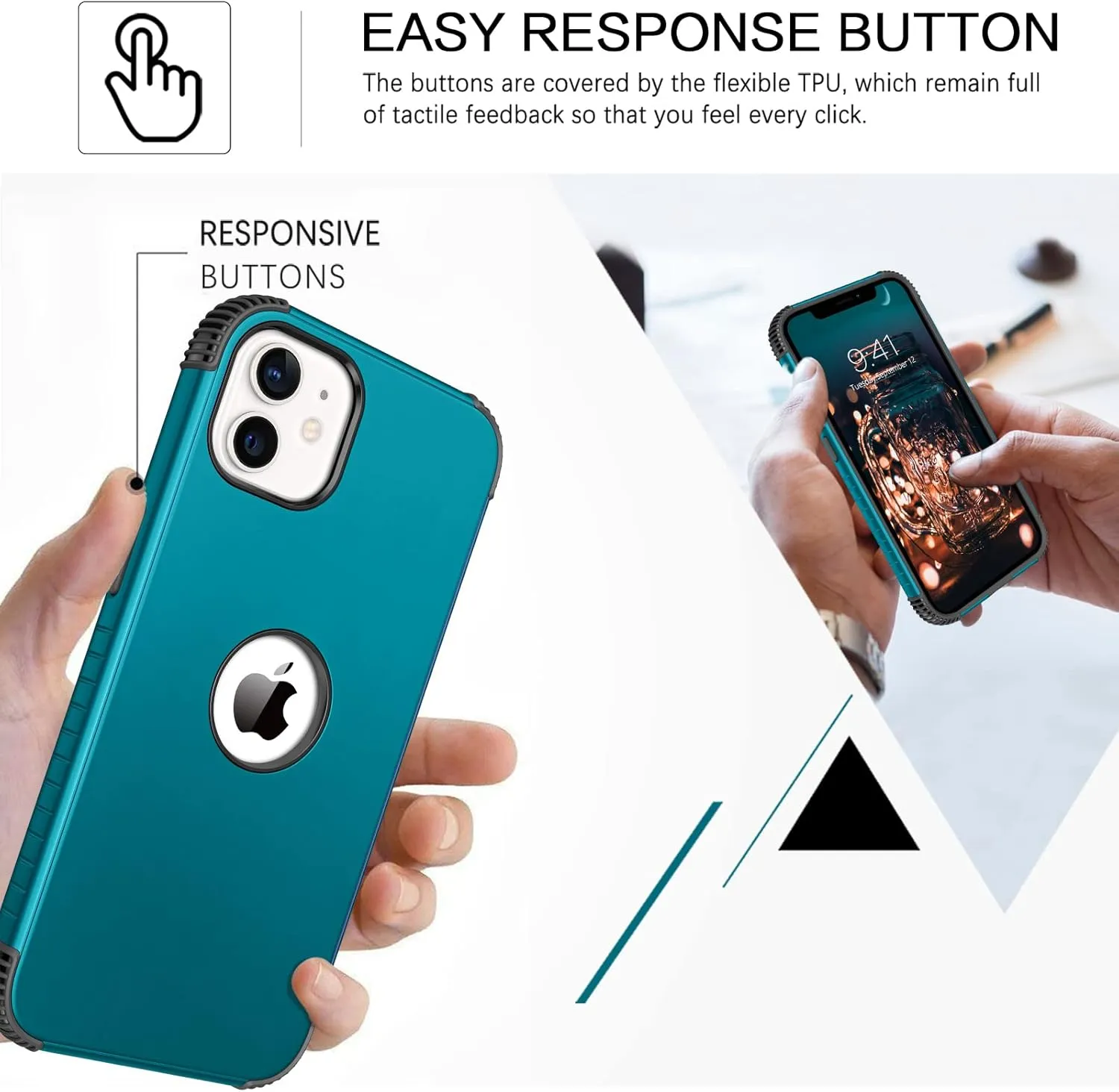 BENTOBEN for iPhone 12 Case, Phone Case iPhone 12 Pro, Heavy Duty 2 in 1 Full Rugged Shockproof Protection Hybrid Hard PC Bumper Drop Protective Girl Women Boy iPhone 12/12 Pro Cover, Deep Blue/Black
