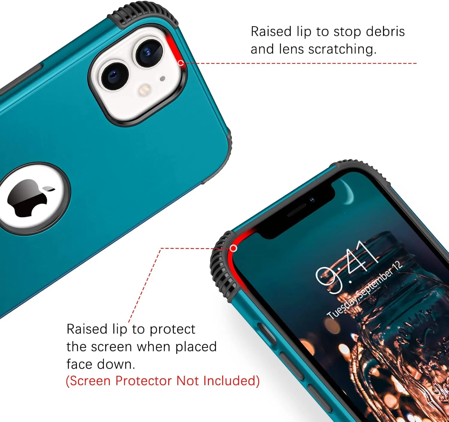 BENTOBEN for iPhone 12 Case, Phone Case iPhone 12 Pro, Heavy Duty 2 in 1 Full Rugged Shockproof Protection Hybrid Hard PC Bumper Drop Protective Girl Women Boy iPhone 12/12 Pro Cover, Deep Blue/Black