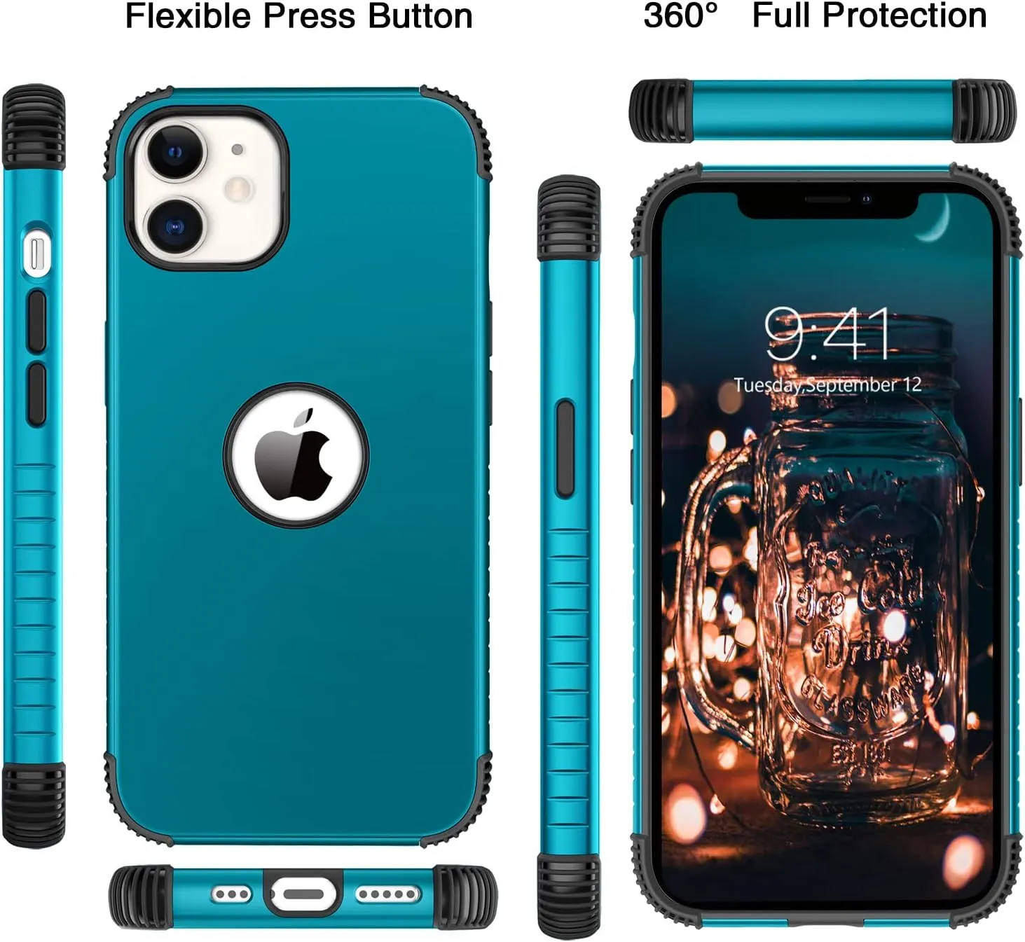 BENTOBEN for iPhone 12 Case, Phone Case iPhone 12 Pro, Heavy Duty 2 in 1 Full Rugged Shockproof Protection Hybrid Hard PC Bumper Drop Protective Girl Women Boy iPhone 12/12 Pro Cover, Deep Blue/Black