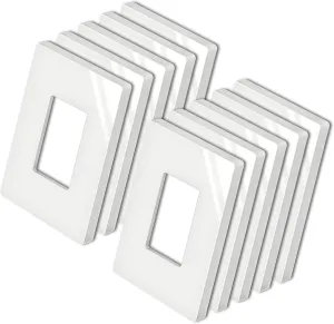 BESTTEN [10 Pack] 1 Gang Mid-Size Screwless Decorative Wall Plate, USWP4 Glossy Off White, Midway Decor Outlet Cover Switch Plate, Midsize H4.88" x W3.11", UL Listed