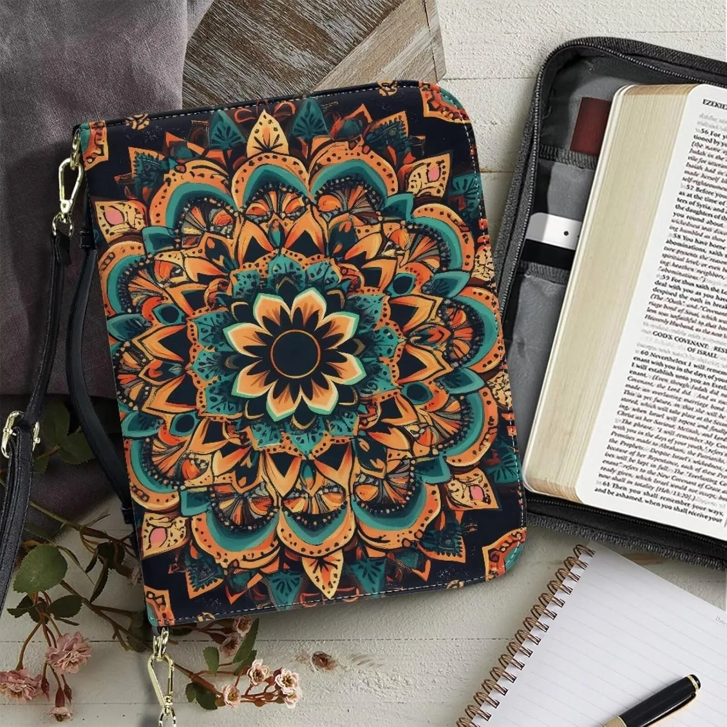 Bible Cover Case for Women with Detachable Strap,PU Leather Bible Cover for Girl Church Book Cover Custom