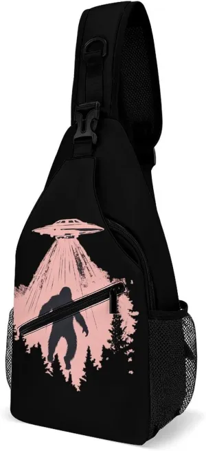 Bigfoot Aliens Spaceships Casual Sling Bag Backpack Travel Shoulder Chest Crossbody Bags Adjustable Daypack Unisex