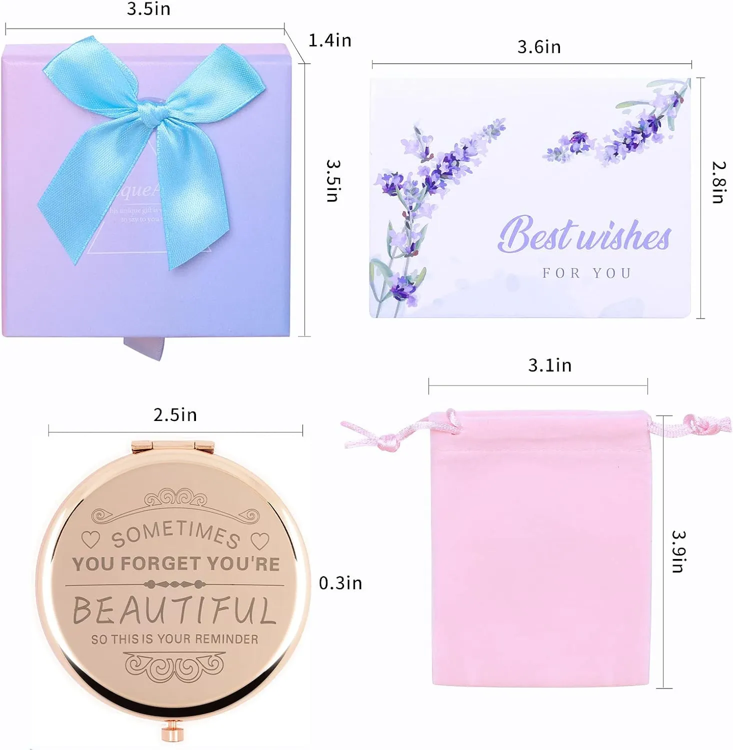 Birthday Gifts for Women－Compact Makeup Mirror,Gifts for Women, Festival,Valentine's Day,Christmas,Mother's Day, Graduation Party,The Gift for mom,Wife,Sister,Daughter,Friend,Classmate … (2-Rose gold)