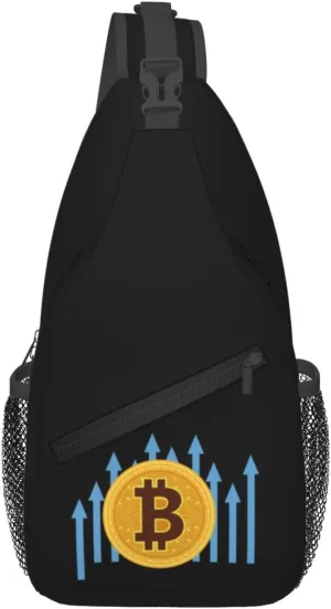 Bitcoin Network Currency Rising Crossbody Bags For Women Men Chest Backpack Gym Shoulder Bag Travel Outdoor Sports Casual Crossbody Bags