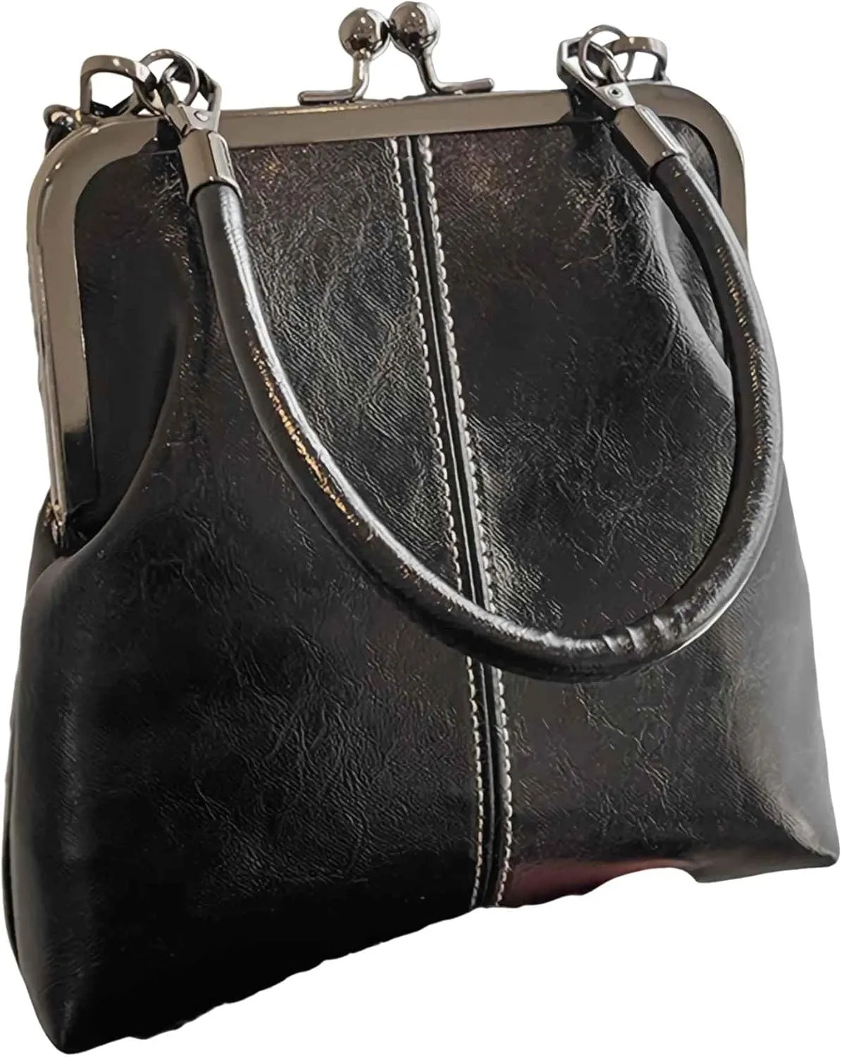 black crossbody bags for women, small kiss lock purses and handbags, purse with pockets and compartments