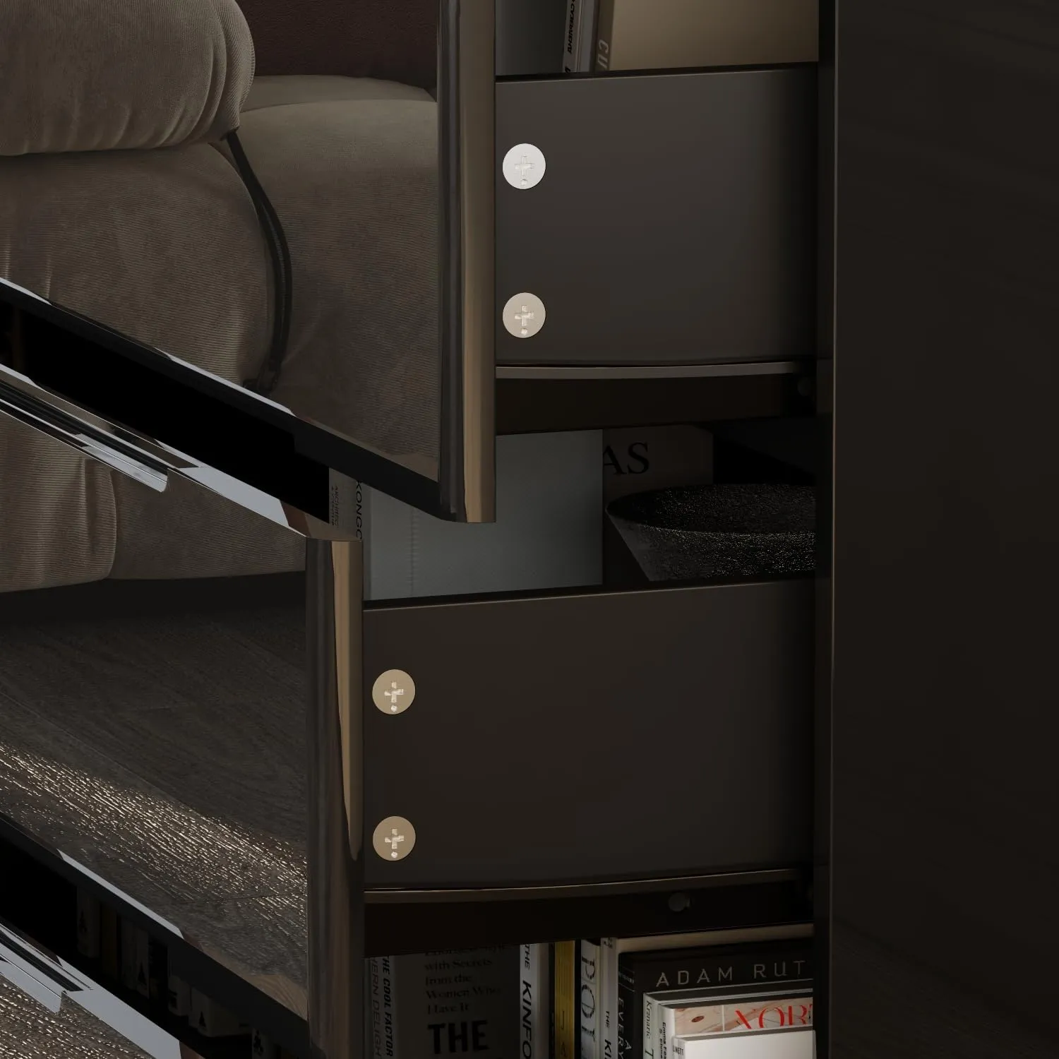 Black Drawer Dresser with LED Light, Modern High Gloss Dresser with 8 Drawers, 63" Long Dresser Double Dresser Storage Chest of Drawer for Bedroom, Living Room, Entryway