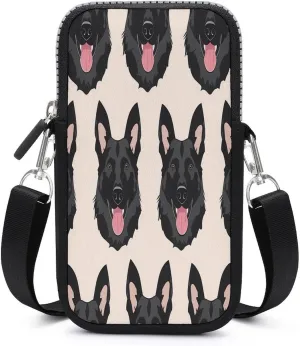 Black German Shepherd Small Crossbody Bags Cell Phone Purses Travel Pouch Shoulder Bag for Women Men