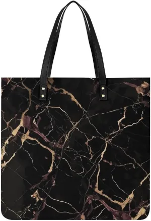 Black Gold Marble Large Leather Handbags Women Fashion Handbag Multifunctional Travel Bag It Is A Great Gift for Mothers, Teachers, Friends, Bridesmaids