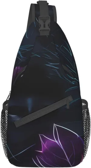 Black Mystery Crossbody Bag, Men'S And Women'S Chest Crossbody Bag, Zipper Closure, Strap Length Adjustable