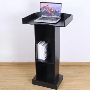 Black Podium Stand for Lectern, Presentation, Church, Classroom, Shelf Adjustable