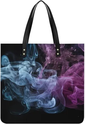 Blue And Purple Smoke Tote Bag Durable Water-Resistant Handbags Lightweight Tote for Travel Work Book
