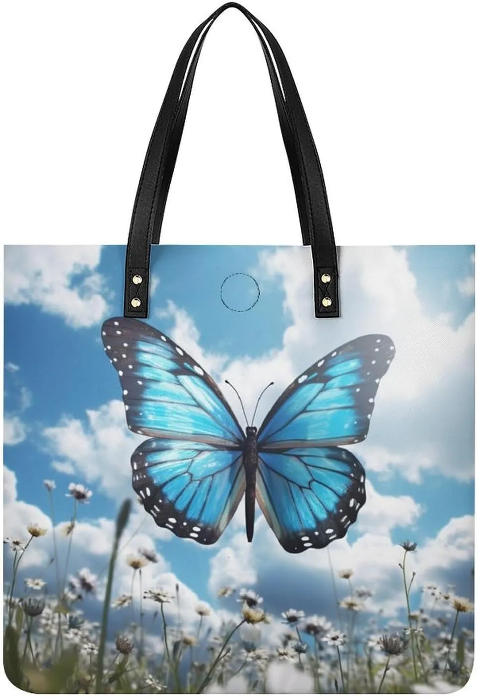 Blue Butterfly And Clouds Tote Bag Durable Water-Resistant Handbags Lightweight Tote for Travel Work Book