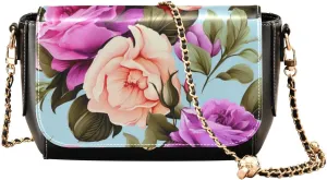 Blue Butterfly Flying in the Sky Leather Crossbody Purses for Women Trendy, Womens Medium Size Shoulder Bags
