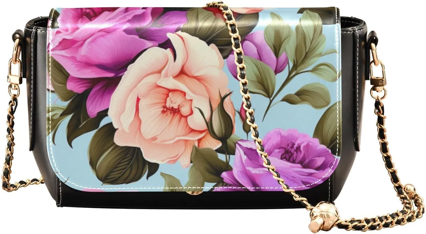Blue Butterfly Flying in the Sky Leather Crossbody Purses for Women Trendy, Womens Medium Size Shoulder Bags