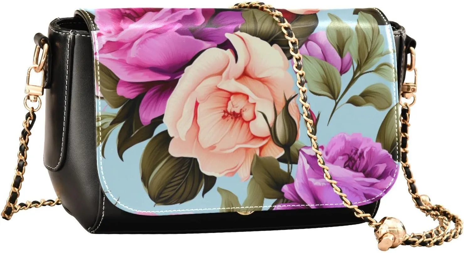 Blue Butterfly Flying in the Sky Leather Crossbody Purses for Women Trendy, Womens Medium Size Shoulder Bags