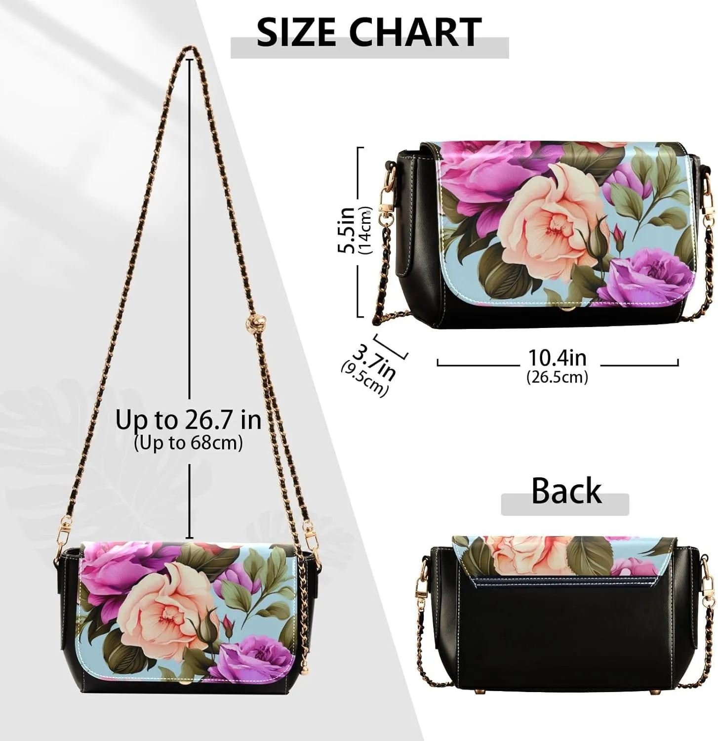 Blue Butterfly Flying in the Sky Leather Crossbody Purses for Women Trendy, Womens Medium Size Shoulder Bags