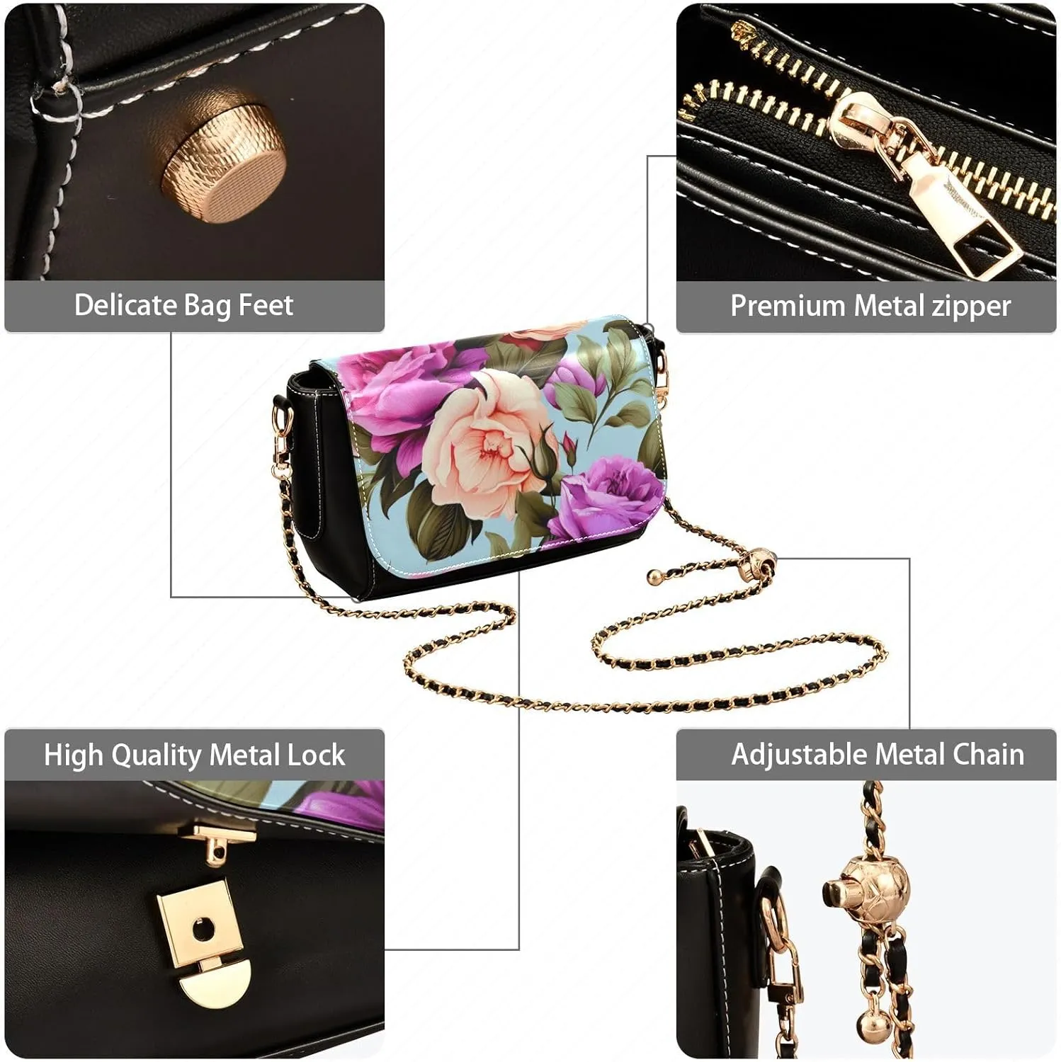 Blue Butterfly Flying in the Sky Leather Crossbody Purses for Women Trendy, Womens Medium Size Shoulder Bags