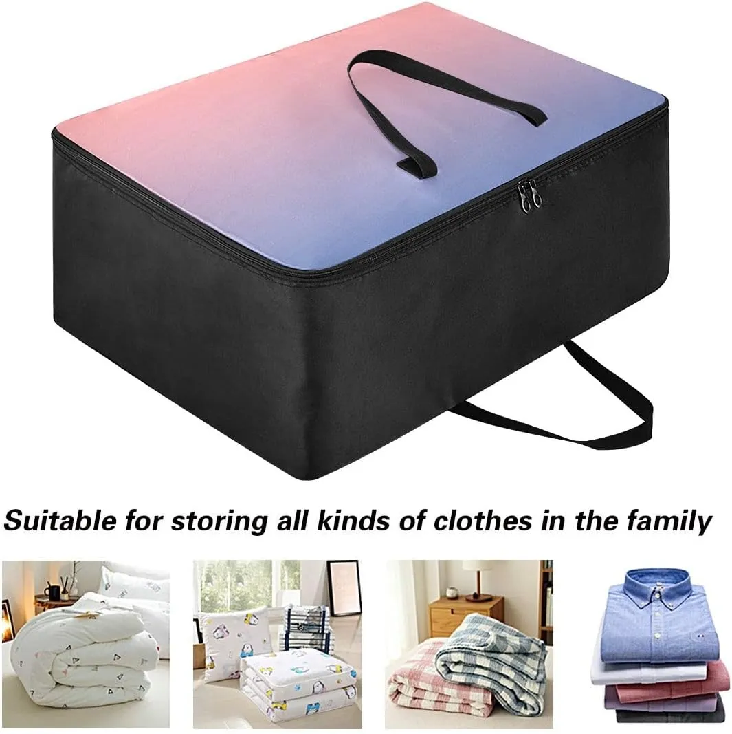 Blue Pink Gradient Storage Bag, 27.5x19.7x11 In, Reusable and Sustainable Zippered Storage Bags for Moving Essential