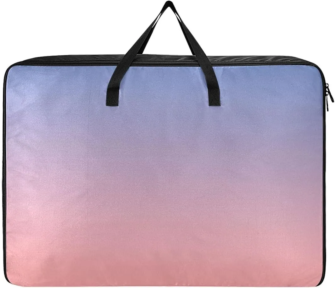 Blue Pink Gradient Storage Bag, 27.5x19.7x11 In, Reusable and Sustainable Zippered Storage Bags for Moving Essential