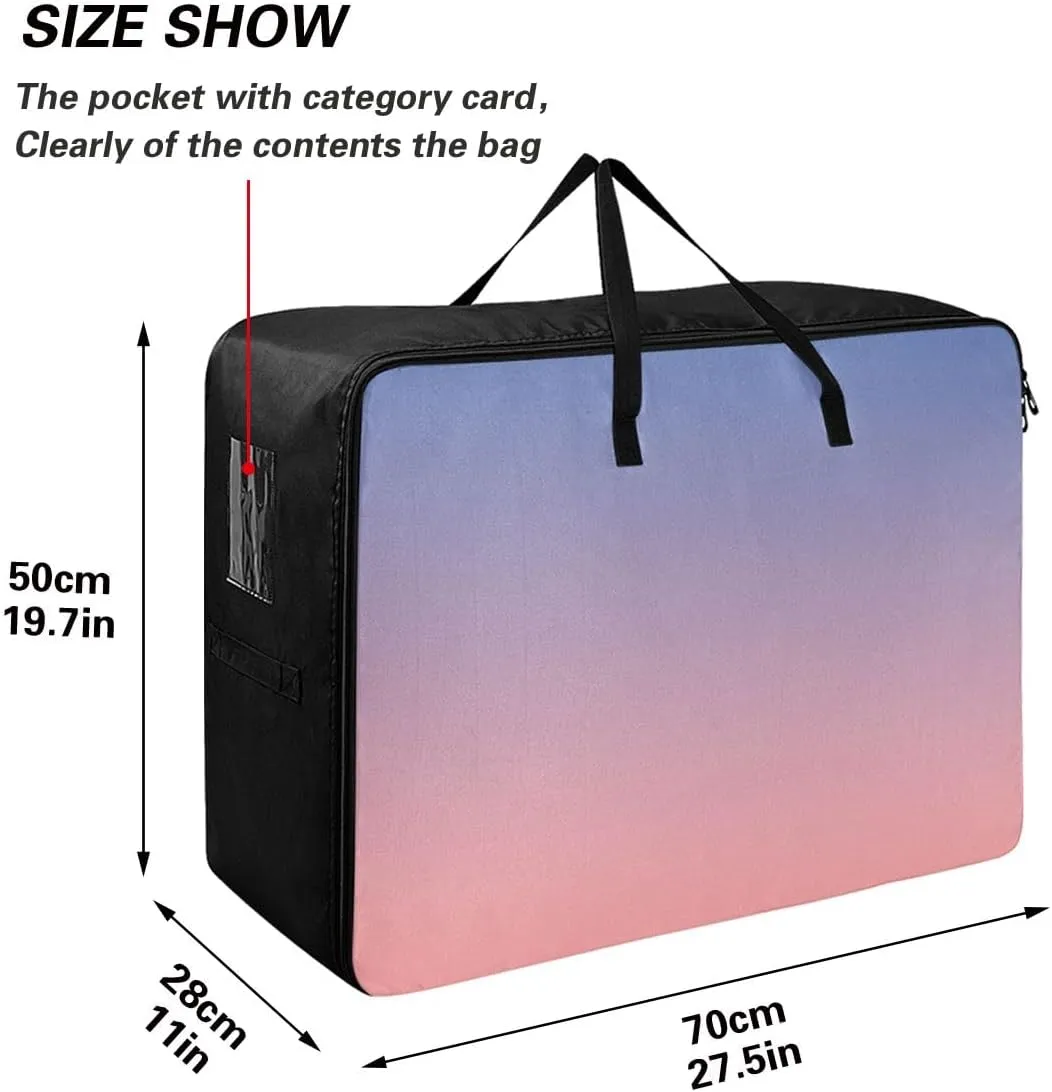 Blue Pink Gradient Storage Bag, 27.5x19.7x11 In, Reusable and Sustainable Zippered Storage Bags for Moving Essential