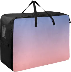 Blue Pink Gradient Storage Bag, 27.5x19.7x11 In, Reusable and Sustainable Zippered Storage Bags for Moving Essential